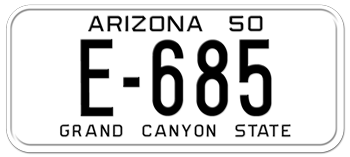 1950 ARIZONA STATE LICENSE PLATE - EMBOSSED WITH YOUR CUSTOM NUMBER