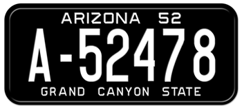 1952 ARIZONA STATE LICENSE PLATE - EMBOSSED WITH YOUR CUSTOM NUMBER