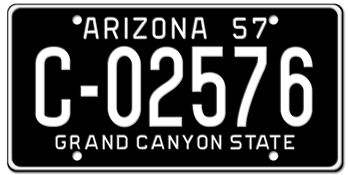 1957 ARIZONA STATE LICENSE PLATE--EMBOSSED WITH YOUR CUSTOM NUMBER