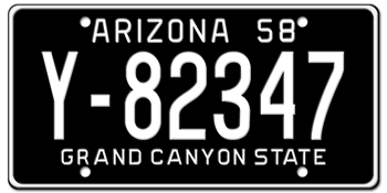 1958 ARIZONA STATE LICENSE PLATE--EMBOSSED WITH YOUR CUSTOM NUMBER