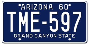 1960 ARIZONA STATE LICENSE PLATE--