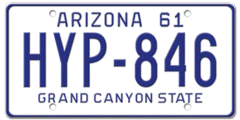 1961 ARIZONA STATE LICENSE PLATE--