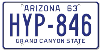 1963 ARIZONA STATE LICENSE PLATE--