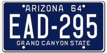1964 ARIZONA STATE LICENSE PLATE--EMBOSSED WITH YOUR CUSTOM NUMBER