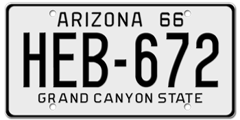 1966 ARIZONA STATE LICENSE PLATE--EMBOSSED WITH YOUR CUSTOM NUMBER