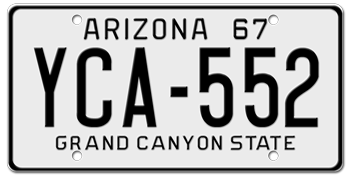 1967 ARIZONA STATE LICENSE PLATE--EMBOSSED WITH YOUR CUSTOM NUMBER