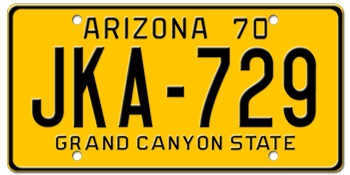 1970 ARIZONA STATE LICENSE PLATE--EMBOSSED WITH YOUR CUSTOM NUMBER