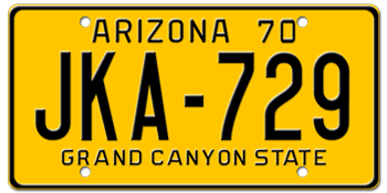 1970 ARIZONA STATE LICENSE PLATE--