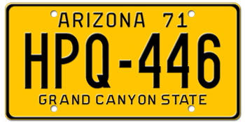 1971 ARIZONA STATE LICENSE PLATE--EMBOSSED WITH YOUR CUSTOM NUMBER