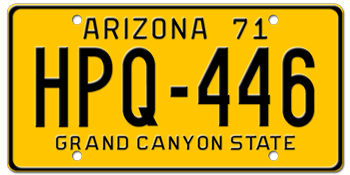 1971 ARIZONA STATE LICENSE PLATE--