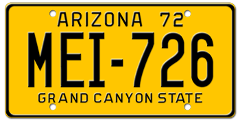 1972 ARIZONA STATE LICENSE PLATE--EMBOSSED WITH YOUR CUSTOM NUMBER