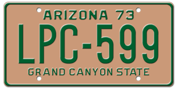 1973 ARIZONA STATE LICENSE PLATE--EMBOSSED WITH YOUR CUSTOM NUMBER