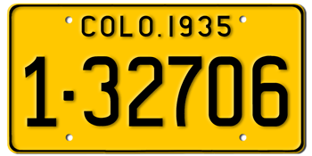 1935 COLORADO STATE LICENSE PLATE--