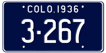 1936 COLORADO STATE LICENSE PLATE--