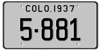 1937 COLORADO STATE LICENSE PLATE--EMBOSSED WITH YOUR CUSTOM NUMBER