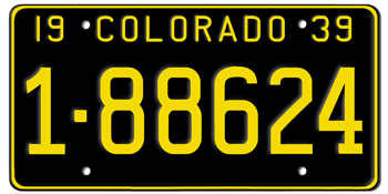 1939 COLORADO STATE LICENSE PLATE--EMBOSSED WITH YOUR CUSTOM NUMBER