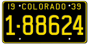 1939 COLORADO STATE LICENSE PLATE--