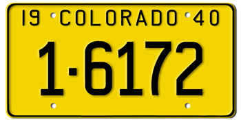 1940 COLORADO STATE LICENSE PLATE--