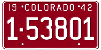 1942 COLORADO STATE LICENSE PLATE--EMBOSSED WITH YOUR CUSTOM NUMBER