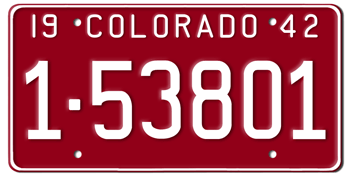 1942 COLORADO STATE LICENSE PLATE--