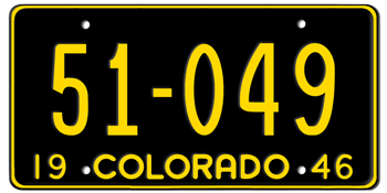 1946 COLORADO STATE LICENSE PLATE--EMBOSSED WITH YOUR CUSTOM NUMBER