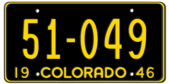 1946 COLORADO STATE LICENSE PLATE--