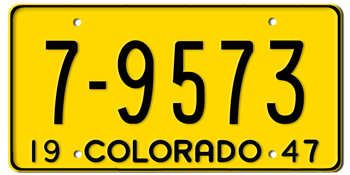 1947 COLORADO STATE LICENSE PLATE--EMBOSSED WITH YOUR CUSTOM NUMBER