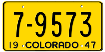 1947 COLORADO STATE LICENSE PLATE--