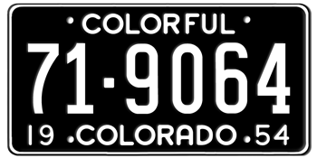 1954 COLORADO STATE LICENSE PLATE--