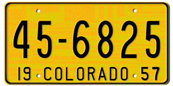 1957 COLORADO STATE LICENSE PLATE--EMBOSSED WITH YOUR CUSTOM NUMBER