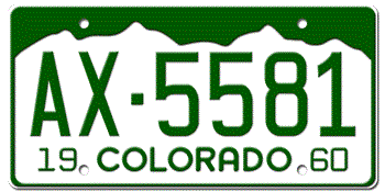 1960 COLORADO STATE LICENSE PLATE -- EMBOSSED WITH YOUR CUSTOM NUMBER