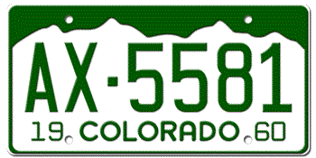 1960 COLORADO STATE LICENSE PLATE -- 