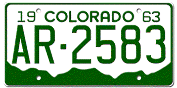 1963 COLORADO STATE LICENSE PLATE -- EMBOSSED WITH YOUR CUSTOM NUMBER