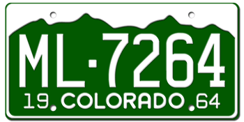 1964 COLORADO STATE LICENSE PLATE -- EMBOSSED WITH YOUR CUSTOM NUMBER