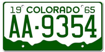 1965 COLORADO STATE LICENSE PLATE -- EMBOSSED WITH YOUR CUSTOM NUMBER