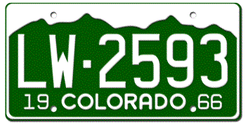 1966 COLORADO STATE LICENSE PLATE -- EMBOSSED WITH YOUR CUSTOM NUMBER