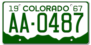1967 COLORADO STATE LICENSE PLATE -- EMBOSSED WITH YOUR CUSTOM NUMBER