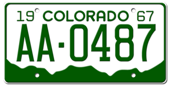 1967 COLORADO STATE LICENSE PLATE -- 