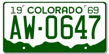 1969 COLORADO STATE LICENSE PLATE -- EMBOSSED WITH YOUR CUSTOM NUMBER