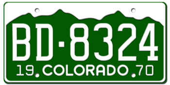 1970 COLORADO STATE LICENSE PLATE -- 