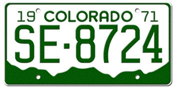 1971 COLORADO STATE LICENSE PLATE -- EMBOSSED WITH YOUR CUSTOM NUMBER