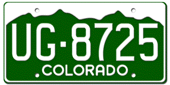 1977 COLORADO STATE LICENSE PLATE -- EMBOSSED WITH YOUR CUSTOM NUMBER - This plate also used in 78, 79, 80, 81, 82, 83, 84, 85, 86, 87, 88, 89, 90, 91, 92, 93, and at least through 1994