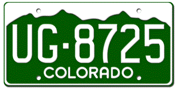 1977 COLORADO STATE LICENSE PLATE -- - This plate also used in 78, 79, 80, 81, 82, 83, 84, 85, 86, 87, 88, 89, 90, 91, 92, 93, and at least through 1994