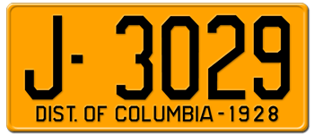 1928 DISTRICT OF COLUMBIA STATE LICENSE PLATE - EMBOSSED WITH YOUR CUSTOM NUMBER
