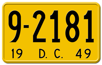 1949 DISTRICT OF COLUMBIA STATE LICENSE PLATE--