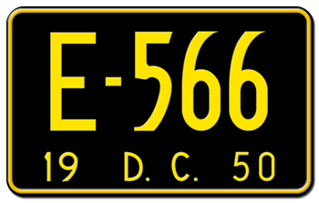 1950 DISTRICT OF COLUMBIA STATE LICENSE PLATE--