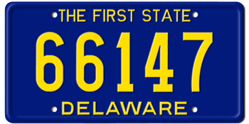1964 DELAWARE STATE LICENSE PLATE--EMBOSSED WITH YOUR CUSTOM NUMBER