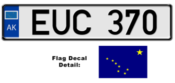 ALASKA EUROSTYLE LICENSE  PLATE  -- EMBOSSED WITH YOUR CUSTOM NUMBER