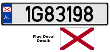 ALABAMA EUROSTYLE LICENSE  PLATE  -- 