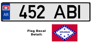 ARKANSAS EUROSTYLE LICENSE  PLATE  -- EMBOSSED WITH YOUR CUSTOM NUMBER